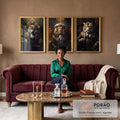 Quadro Decorativo Três Animais Executivos - Estilo Sofisticado para Sua Decoração em sala de estar moderna - quadros decorativos para sala