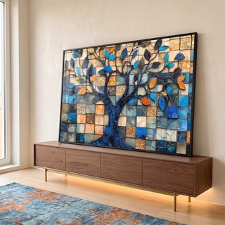 Quadro Decorativo Abstrato da Árvore: Estilo para Seu Espaço em ambiente decorado - quadros decorativos para sala