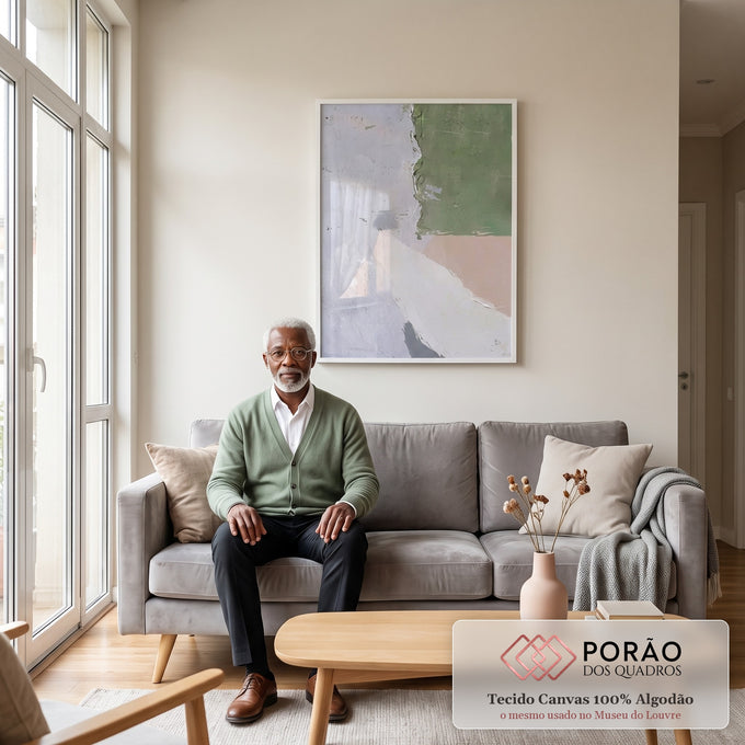 Quadro Decorativo Abstração Vibrante e Iceberg Ártico em sala de estar moderna - quadros decorativos para sala