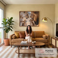 Quadro Decorativo - Leões em Harmonia Familiar em sala de estar moderna - quadros decorativos para sala