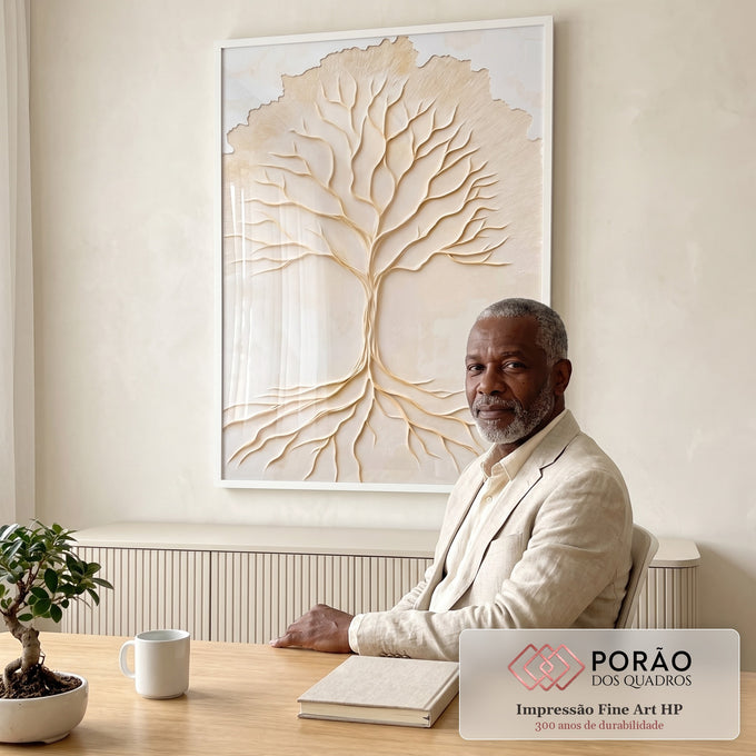 Quadro Decorativo Raízes da Existência Arte Elegante e Contemporânea em escritorio moderno - quadros decorativos para sala