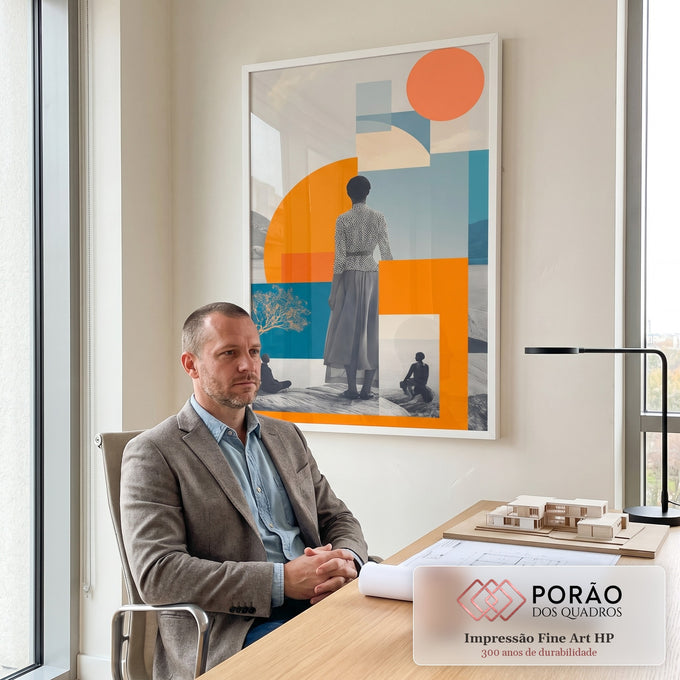 Quadro Decorativo Contemplação Geométrica em escritorio moderno - quadros decorativos para sala