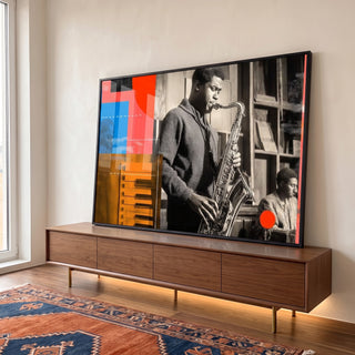 Quadro Decorativo Essência do Jazz Vibrante em ambiente decorado - quadros decorativos para sala