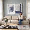 Quadro Decorativo Abstração Natural - Linhas e Formas Orgânicas em sala de estar moderna - quadros decorativos para sala