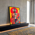 Quadro Decorativo Dança de Cores: Quadro Abstrato Feminino em ambiente decorado - quadros decorativos para sala