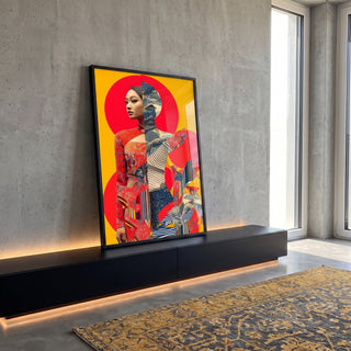 Quadro Decorativo Dança de Cores: Quadro Abstrato Feminino em ambiente decorado - quadros decorativos para sala