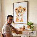 Quadro Decorativo Filhote de Leão: Encanto Puro em escritorio moderno - quadros decorativos para sala