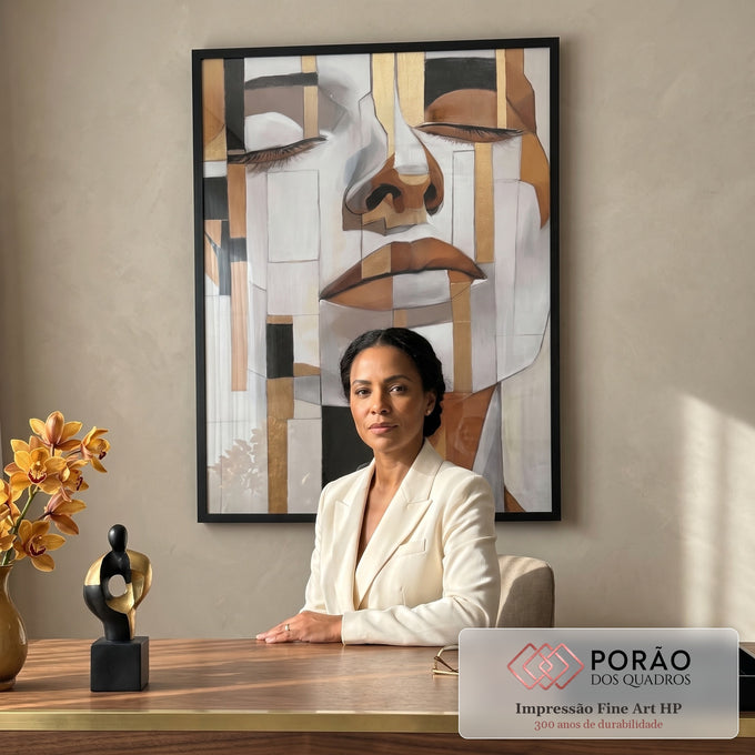Quadro Decorativo Abstrato Rostos da Alma em escritorio moderno - quadros decorativos para sala