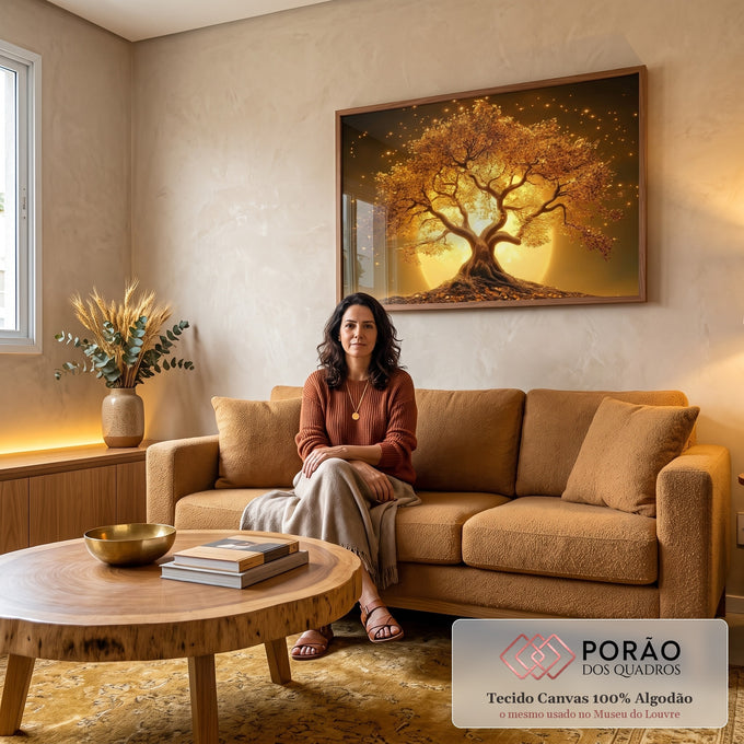 Quadro Decorativo O Renascimento da Vida na Árvore em sala de estar moderna - quadros decorativos para sala