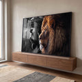 Quadro Decorativo O Leão e o Salvador: Inspiração Única em ambiente decorado - quadros decorativos para sala
