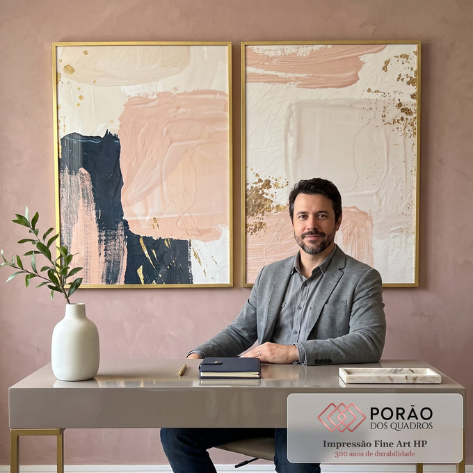 Quadro Decorativo Pincelada com Cores Suaves em escritorio moderno - quadros decorativos para sala