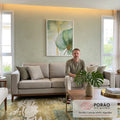 Quadro Decorativo Folhagem Dourada e Verde - Elegância Natural para Sua Decoração em sala de estar moderna - quadros decorativos para sala