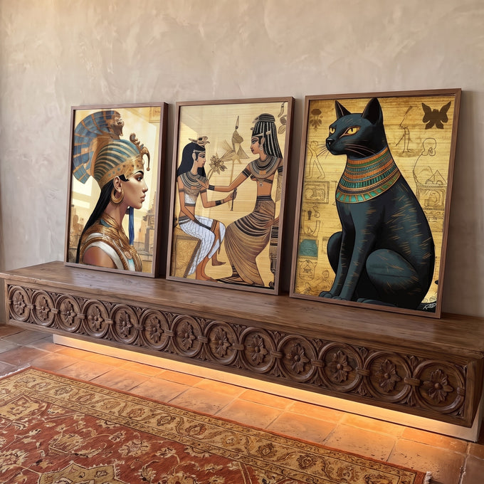 Quadro Decorativo Mitologia Egípcia - Arte e Elegância para Sua Parede em ambiente decorado - quadros decorativos para sala