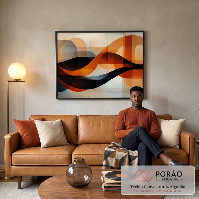Quadro Decorativo Abstrato A Fluidez da Arte em sala de estar moderna - quadros decorativos para sala