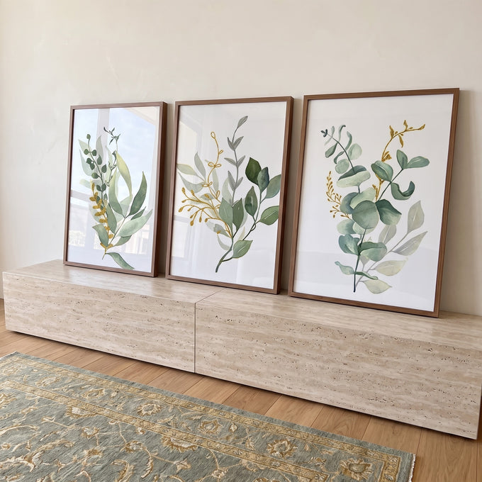 Quadro Decorativo Folhas de Eucalipto: Inspire-se na Natureza em ambiente decorado - quadros decorativos para sala