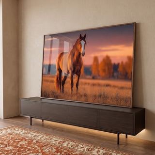 Quadro Decorativo Cavalo em Campo Sereno em ambiente decorado - quadros decorativos para sala