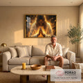 Quadro Decorativo Aura de Luz Dourada em sala de estar moderna - quadros decorativos para sala