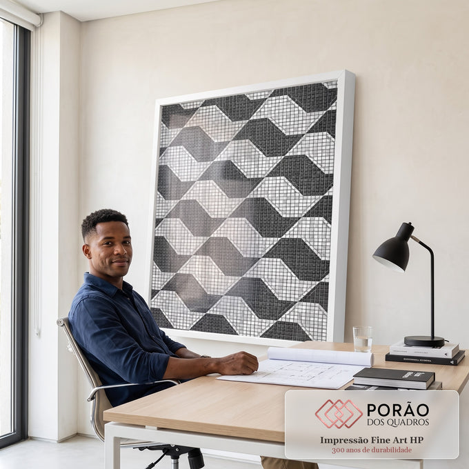 Quadro Decorativo Geometria Fluida em escritorio moderno - quadros decorativos para sala