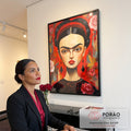 Quadro Decorativo Frida Kahlo: Magia e Rosa Vermelha em escritorio moderno - quadros decorativos para sala