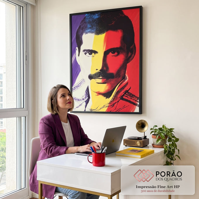 Quadro Decorativo - Retrato Musical Pop Arte em escritorio moderno - quadros decorativos para sala