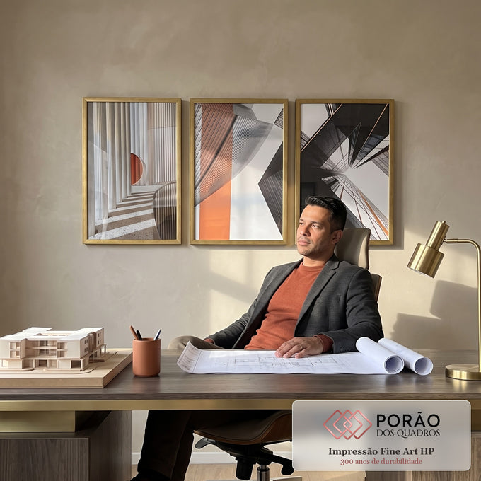 Quadro Decorativo: Arquitetura Abstrata e Design Único em escritorio moderno - quadros decorativos para sala