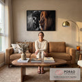 Quadro Decorativo O Leão e o Salvador: Inspiração Única em sala de estar moderna - quadros decorativos para sala