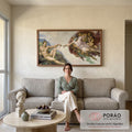 Quadro Decorativo A Criação de Adão - Toque Divino e Arte Única em sala de estar moderna - quadros decorativos para sala