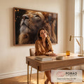 Quadro Decorativo A Serenidade do Rei Leão em escritorio moderno - quadros decorativos para sala