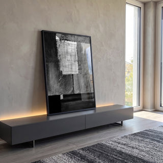 Quadro Decorativo: Elegância Monocromática Abstrata em ambiente decorado - quadros decorativos para sala