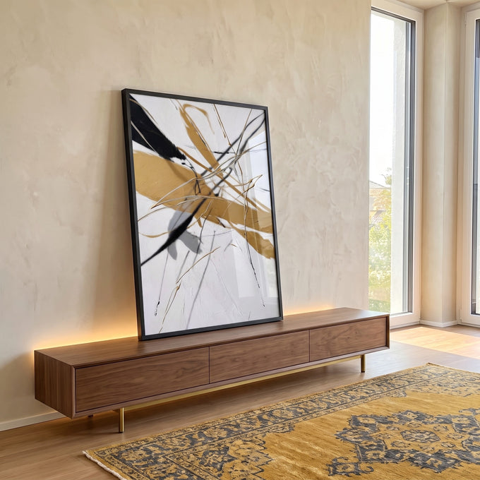 Quadro Decorativo Elegância Abstrata em ambiente decorado - quadros decorativos para sala