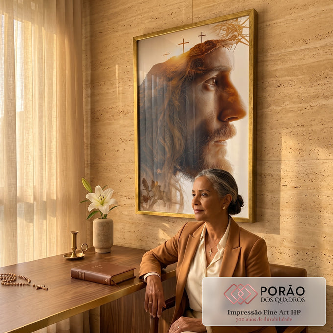 Quadro Decorativo Serenidade e Fé em escritorio moderno - quadros decorativos para sala