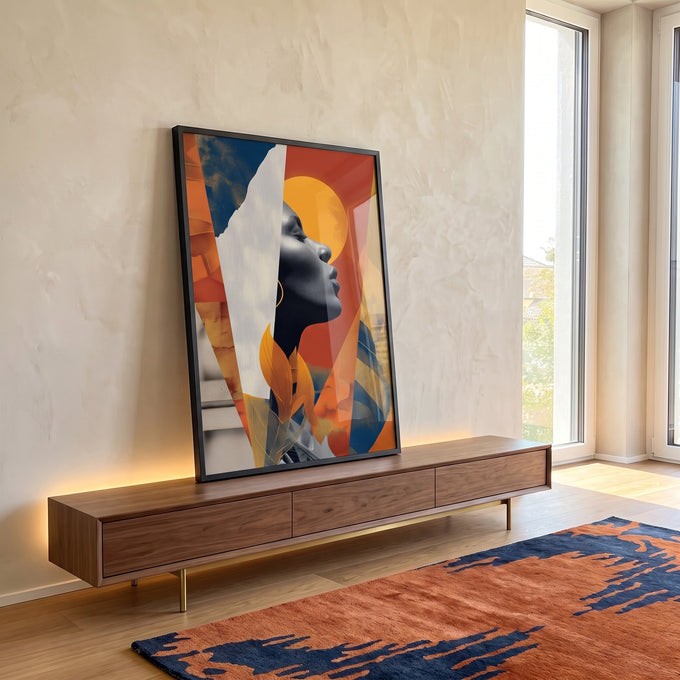 Quadro Decorativo Silhueta da Liberdade em ambiente decorado - quadros decorativos para sala