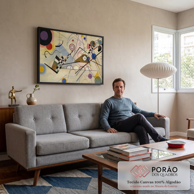 Quadro Decorativo Minimalista Enérgico em sala de estar moderna - quadros decorativos para sala