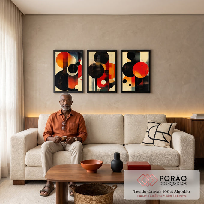 Quadro Decorativo Abstrato em Tons Quentes em sala de estar moderna - quadros decorativos para sala
