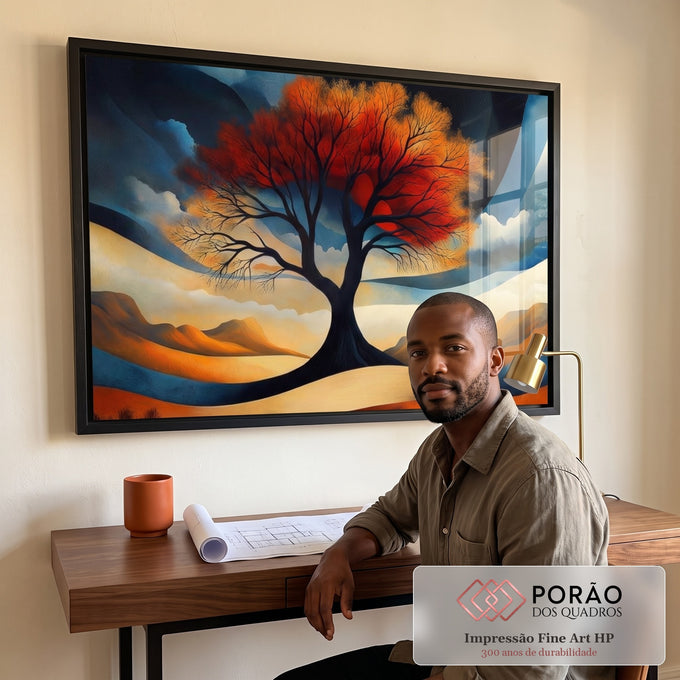 Quadro Decorativo Árvore do Entardecer em escritorio moderno - quadros decorativos para sala