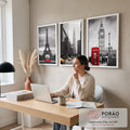 Quadro Decorativo: Paixão por Londres, Paris e Nova Iorque em escritorio moderno - quadros decorativos para sala