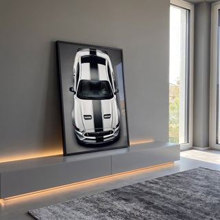 Quadro Decorativo Carro Esportivo em Movimento em ambiente decorado - quadros decorativos para sala
