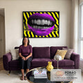 Quadro Decorativo Boca Vibrante em sala de estar moderna - quadros decorativos para sala