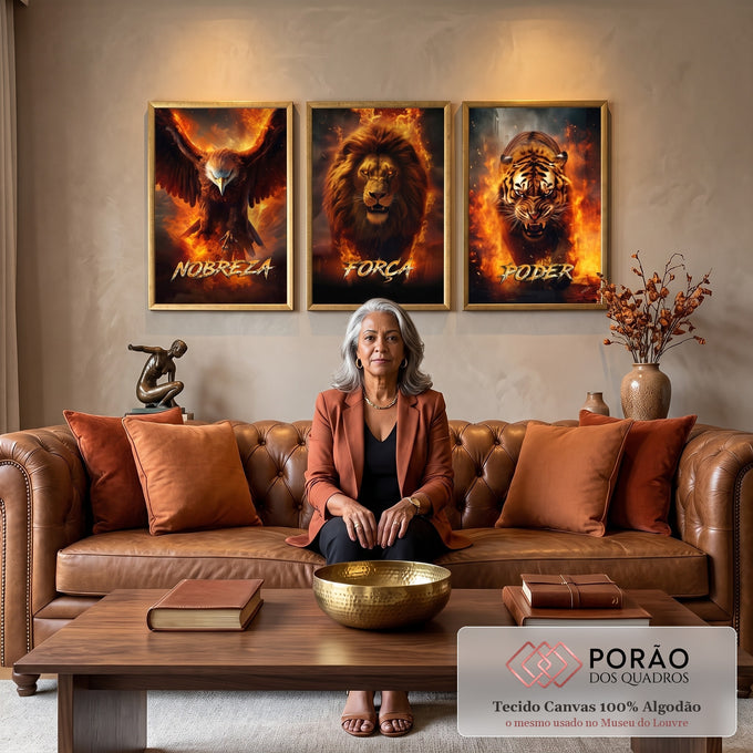 Quadro Decorativo \'Força, Nobreza e Poder\': A Arte que Transforma Seu Espaço em sala de estar moderna - quadros decorativos para sala