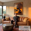 Quadro Decorativo Afro Contemporâneo Beleza e Raízes em sala de estar moderna - quadros decorativos para sala