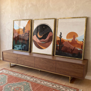 Quadro Decorativo: Serenidade do Rio e Montanhas em ambiente decorado - quadros decorativos para sala