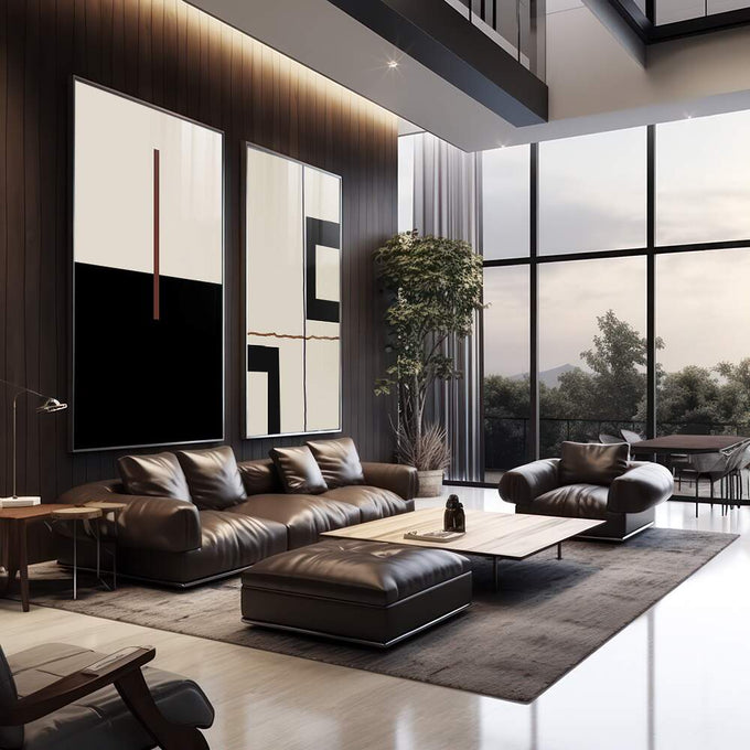 Quadro Decorativo: Essência Geométrica - Charme e Modernidade - quadros decorativos para sala 2 Telas, abstrato - em quarto contemporaneo