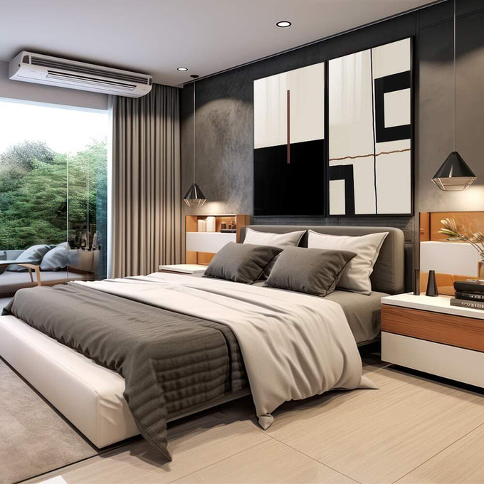 Quadro Decorativo: Essência Geométrica - Charme e Modernidade - quadros decorativos para sala 2 Telas, abstrato - em living room premium