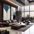 Quadro Decorativo: Luxo em Abstrato Azul e Ouro - quadros decorativos 2 Telas, Abstratos e Geométricos - em escritorio elegante