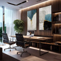 Quadro Decorativo: Luxo em Abstrato Azul e Ouro - quadros decorativos para sala 2 Telas, Abstratos e Geométricos - em living room premium