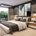 Quadro Decorativo: Luxo em Abstrato Azul e Ouro - quadros decorativos 2 Telas, Abstratos e Geométricos - em sala moderna