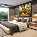 Quadro Decorativo Refúgio Florestal - Luz e Verde que Encantam - quadros decorativos 2 Telas, botânica - em sala moderna