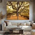 Quadro Decorativo Refúgio Florestal - Luz e Verde que Encantam - quadros decorativos para sala 2 Telas, botânica - em ambiente decorado