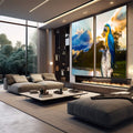 Quadro Decorativo Papagaio Tropical Elegância Viva - quadros decorativos para sala 2 Telas, ambiente aconchegante - em quarto contemporaneo