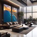 Quadro Decorativo Requinte de Cancun: Praias e Mar Turquesa - quadros decorativos para sala 2 Telas, arquitectura moderna - em quarto contemporaneo